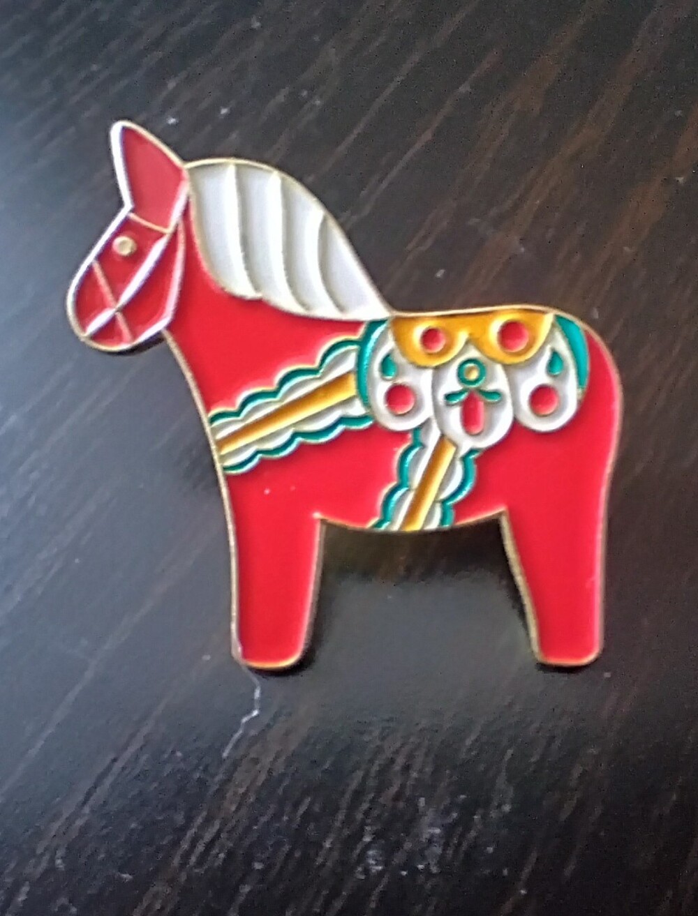 🧁 3/$30 Red Swedish Dala Horse Enamel Pin NEW